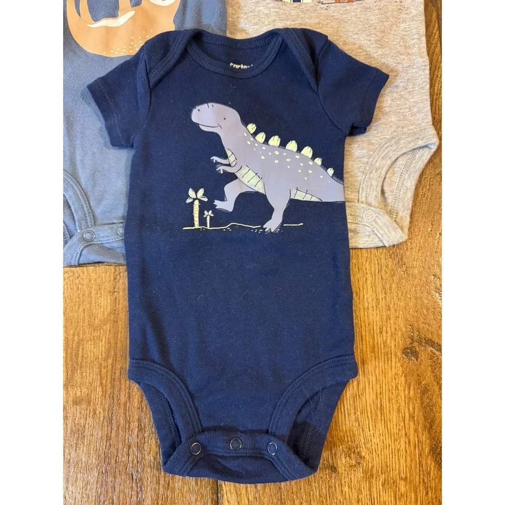 Carters Baby Boy 3 Months Bodysuits Lot Outfit Clothes Short Sleeved Shirts Dino
